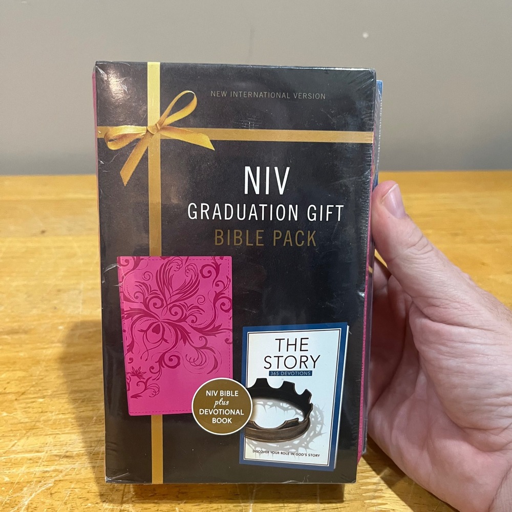 NIV Graduation Gift Bible Pack Pink Leathersoft Thinline & The Story Devotional